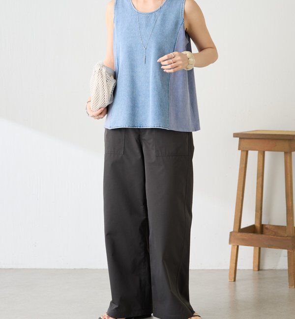  「Q.anosライトオンスデニムフレアタンクトップ」|Tシャツ・カットソー|