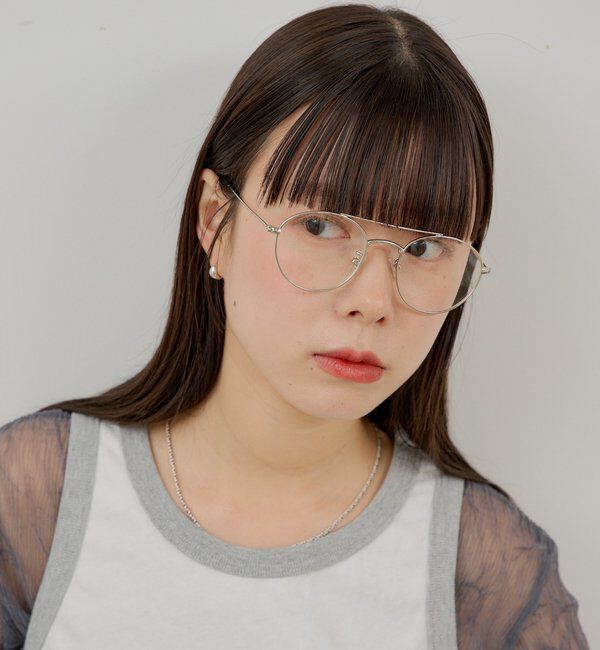  「【WHIMSIC/面長/逆三角形】ツーブリッジサングラス」|ピアス|