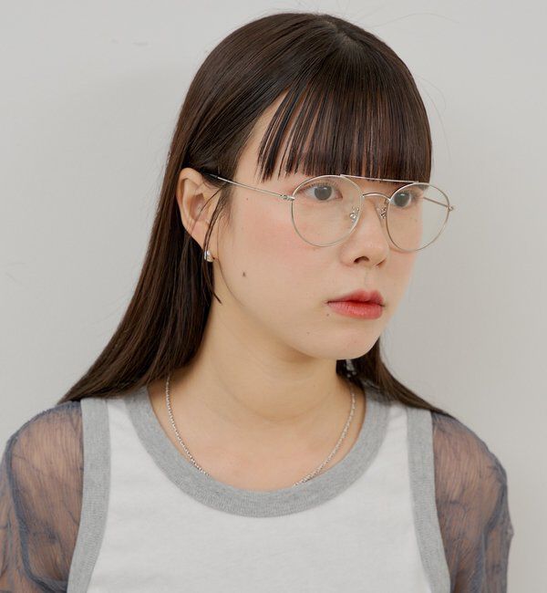  「【WHIMSIC/面長/逆三角形】ツーブリッジサングラス」|ピアス|