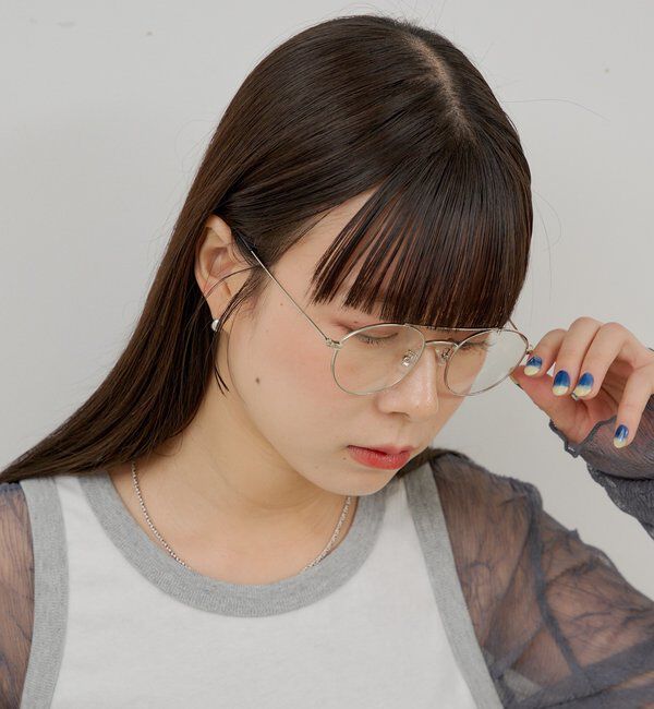  「【WHIMSIC/面長/逆三角形】ツーブリッジサングラス」|ピアス|