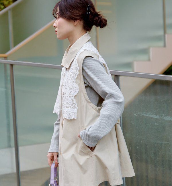  「レース付きフレアトレンチコート」|トレンチコート|