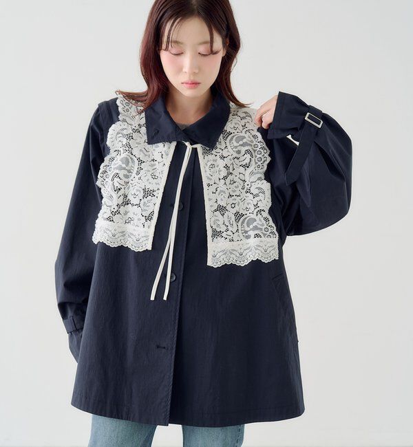  「レース付きフレアトレンチコート」|トレンチコート|
