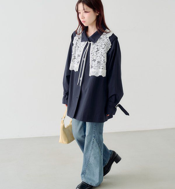  「レース付きフレアトレンチコート」|トレンチコート|
