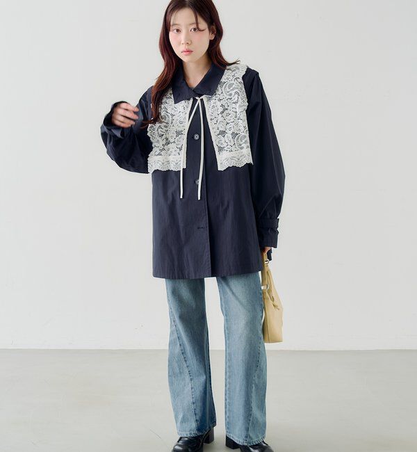  「レース付きフレアトレンチコート」|トレンチコート|