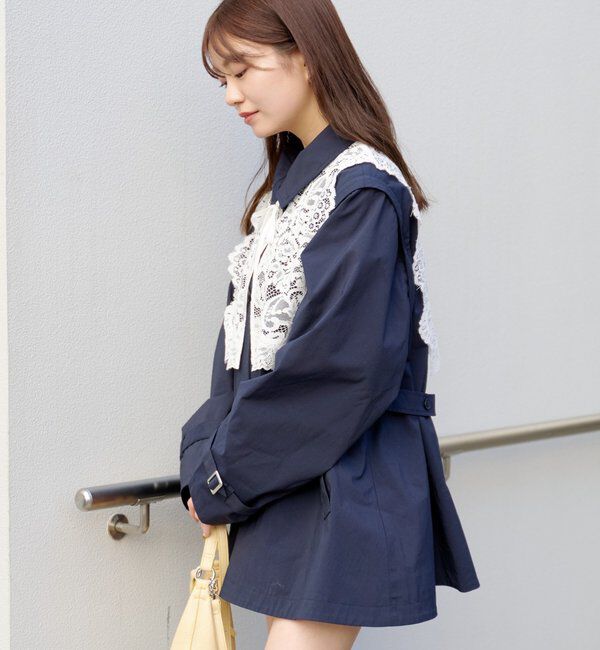  「レース付きフレアトレンチコート」|トレンチコート|