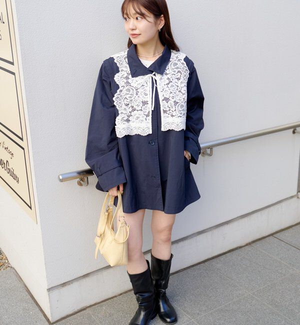  「レース付きフレアトレンチコート」|トレンチコート|