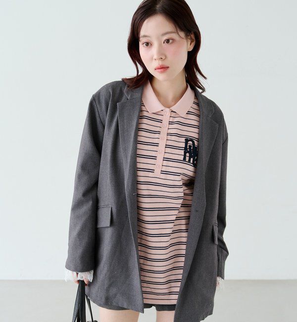  「サガラボーダーポロ」|パーカー|ピンク