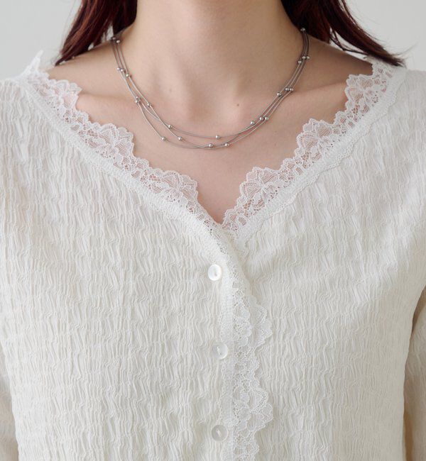  「レース切替カーディガン」|Tシャツ・カットソー|