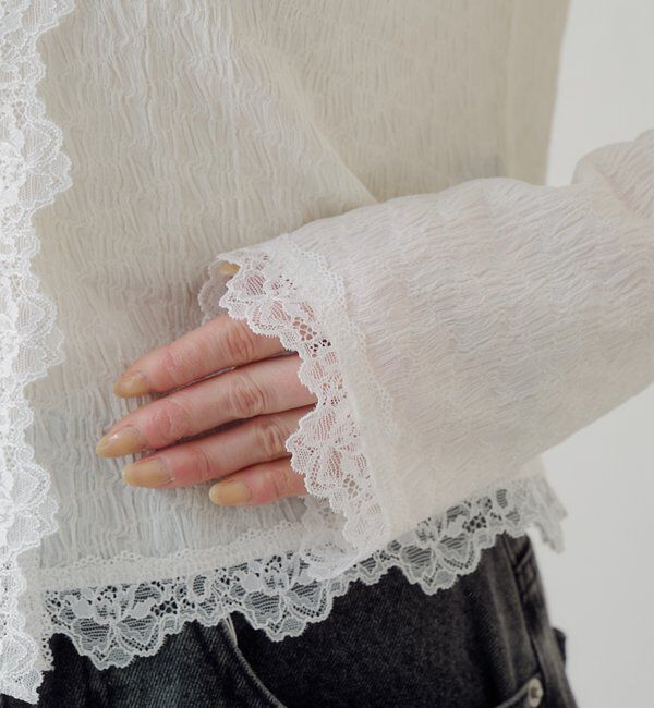  「レース切替カーディガン」|Tシャツ・カットソー|