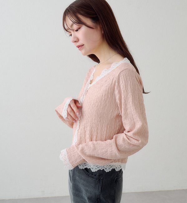  「レース切替カーディガン」|Tシャツ・カットソー|