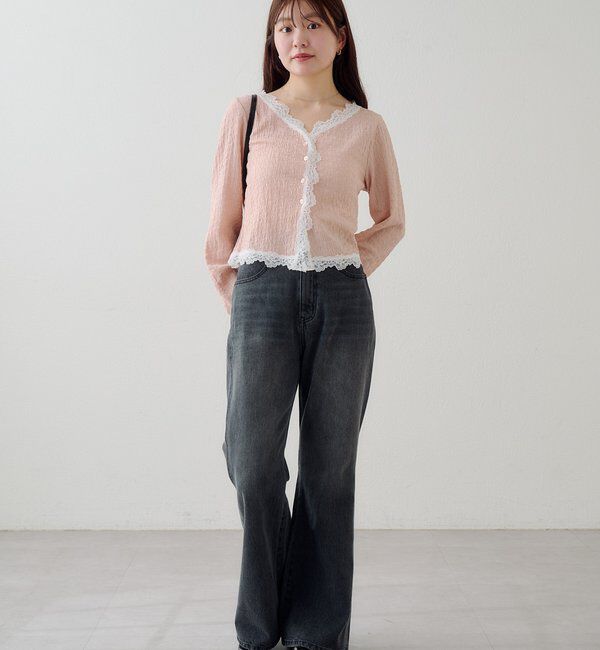  「レース切替カーディガン」|Tシャツ・カットソー|