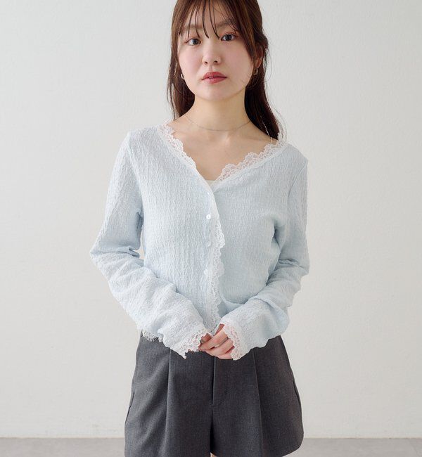  「レース切替カーディガン」|Tシャツ・カットソー|