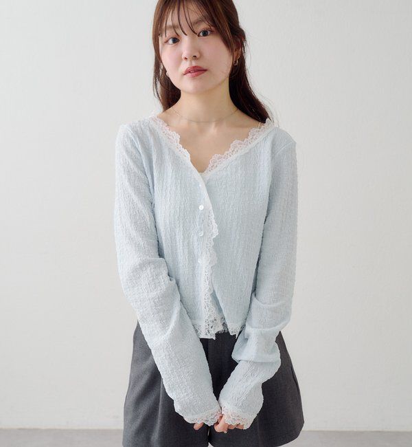  「レース切替カーディガン」|Tシャツ・カットソー|