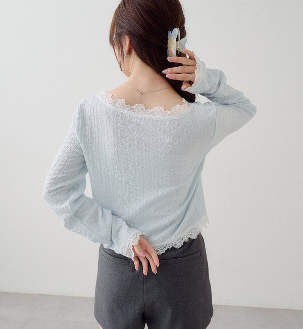  「レース切替カーディガン」|Tシャツ・カットソー|