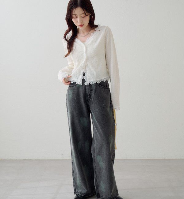  「レース切替カーディガン」|Tシャツ・カットソー|