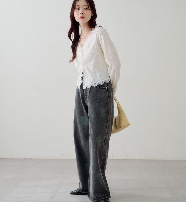  「レース切替カーディガン」|Tシャツ・カットソー|