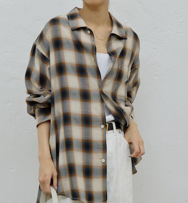  「オンブレチェックシャツ」|シャツ・ブラウス|ブラウン