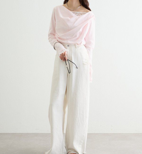  「レースドッキングオフショルロンT」|Tシャツ・カットソー|