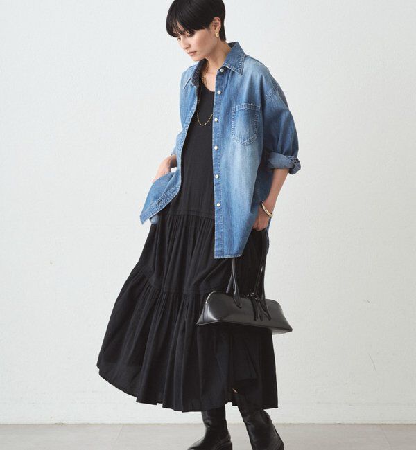  「サテンティアードキャミワンピース」|ワンピース|ブラック