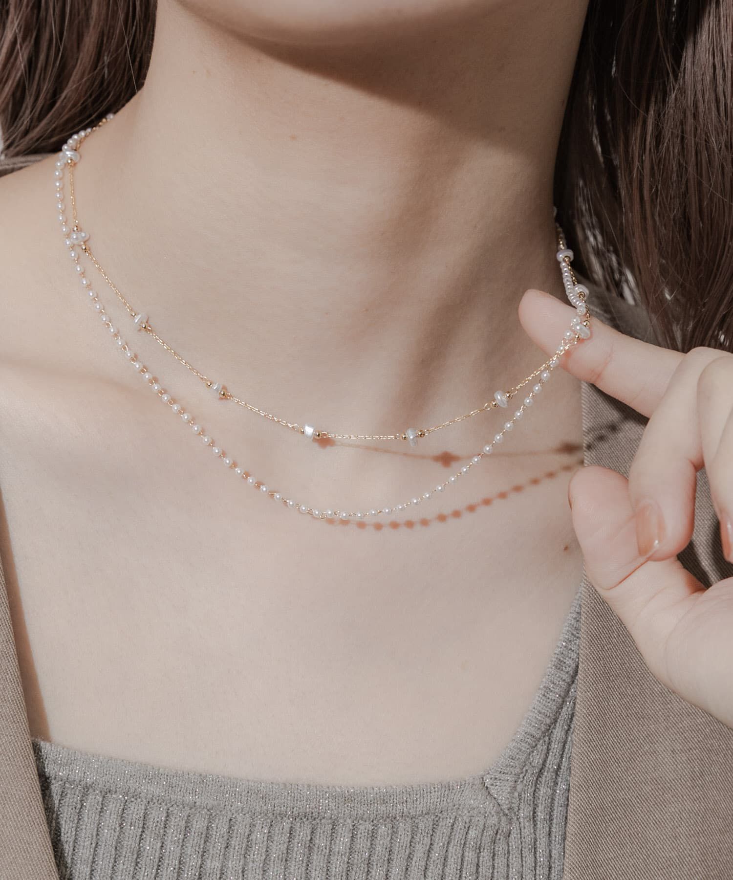 SMELLY「パール2セットネックレス」|ネックレス|