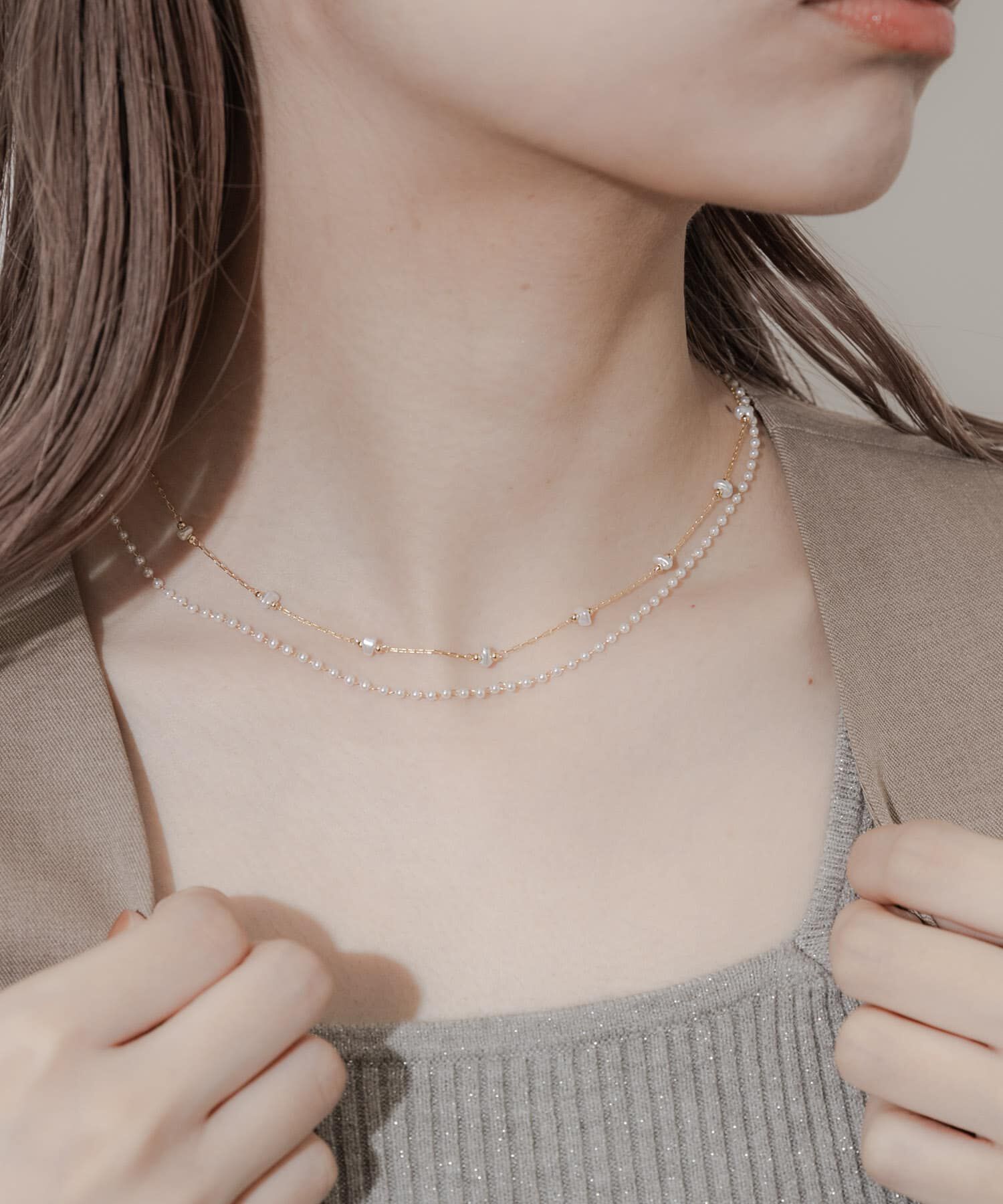 SMELLY「パール2セットネックレス」|ネックレス|