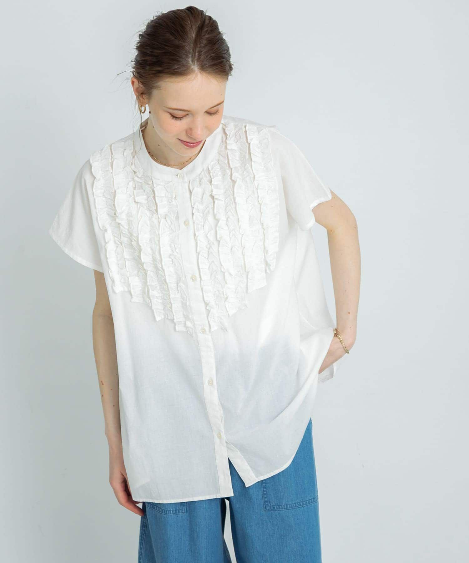 Sonny Label 「エアリーコットンフリルフレンチシャツブラウス」|シャツ・ブラウス|