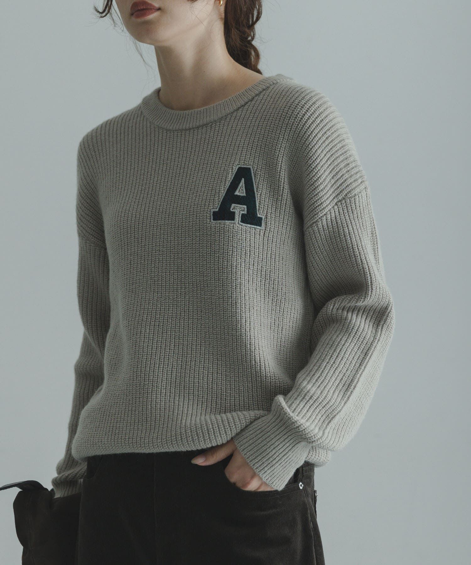 Sonny Label 「ハリスツイードモチーフ付きニット」|ニット・セーター|グレー系その他