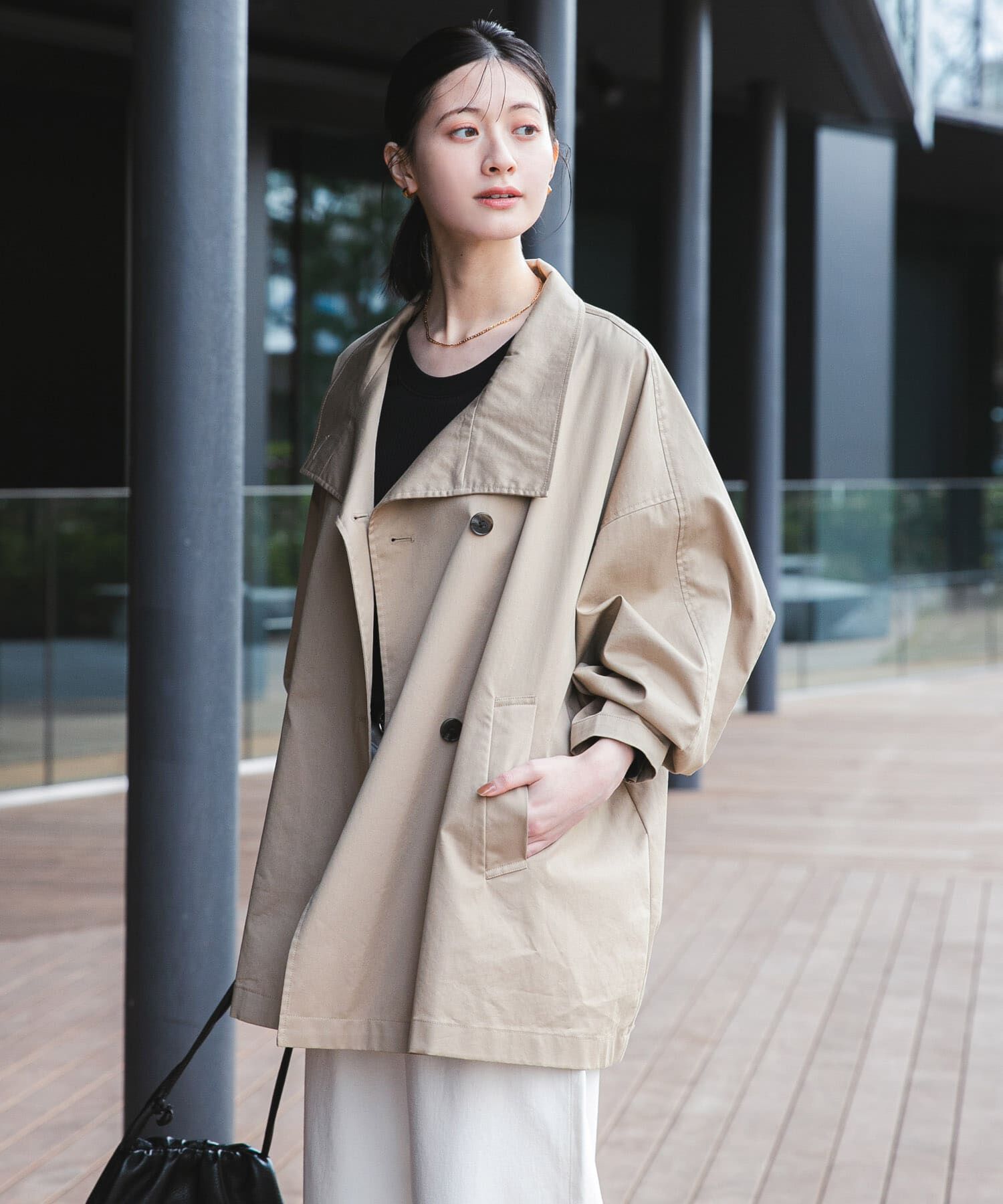 URBAN RESEARCH「スタンドカラーミドル丈トレンチコート」|トレンチコート|