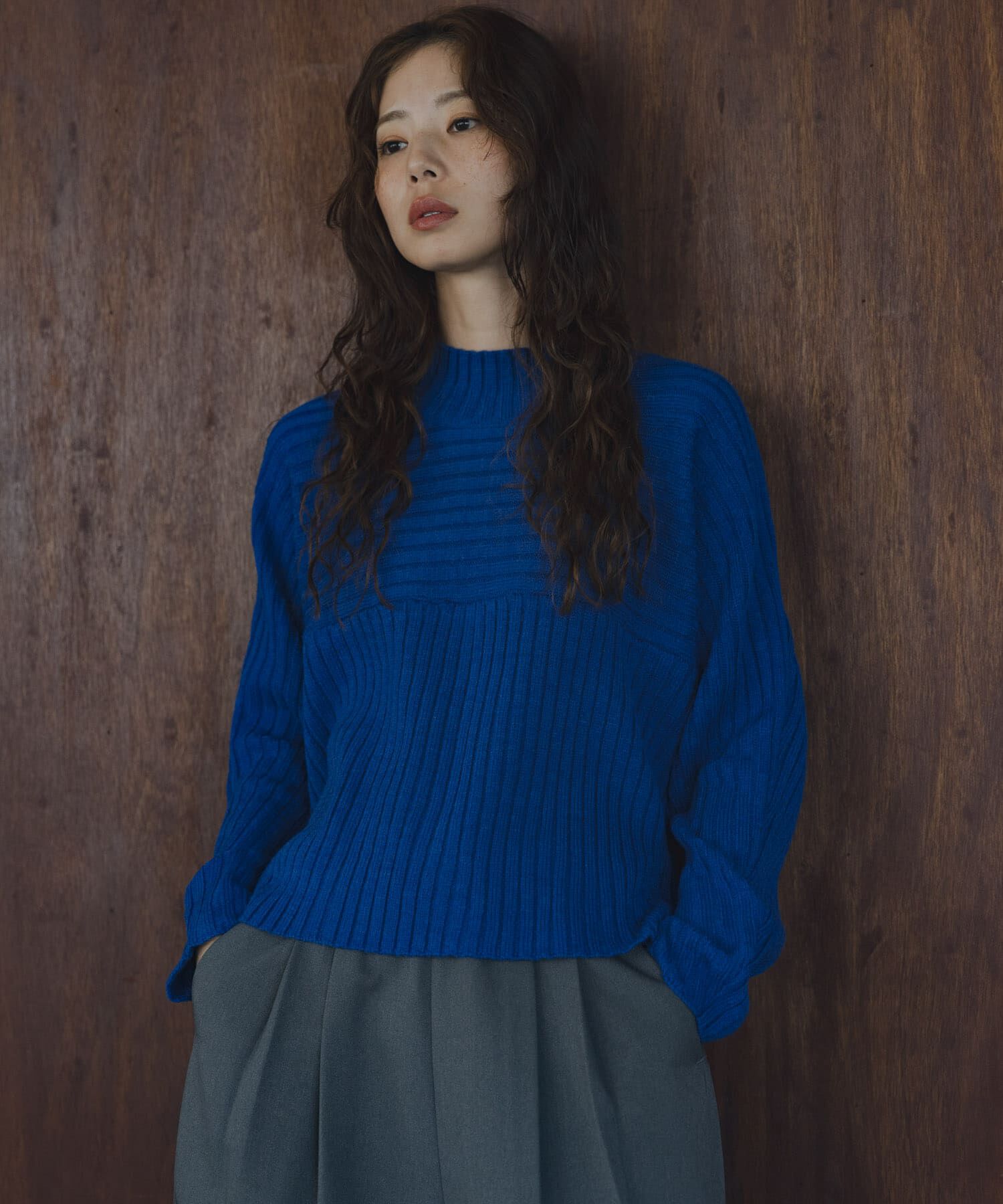 Sonny Label 「ワイドリブ切替えニット」|ニット・セーター|ブルー