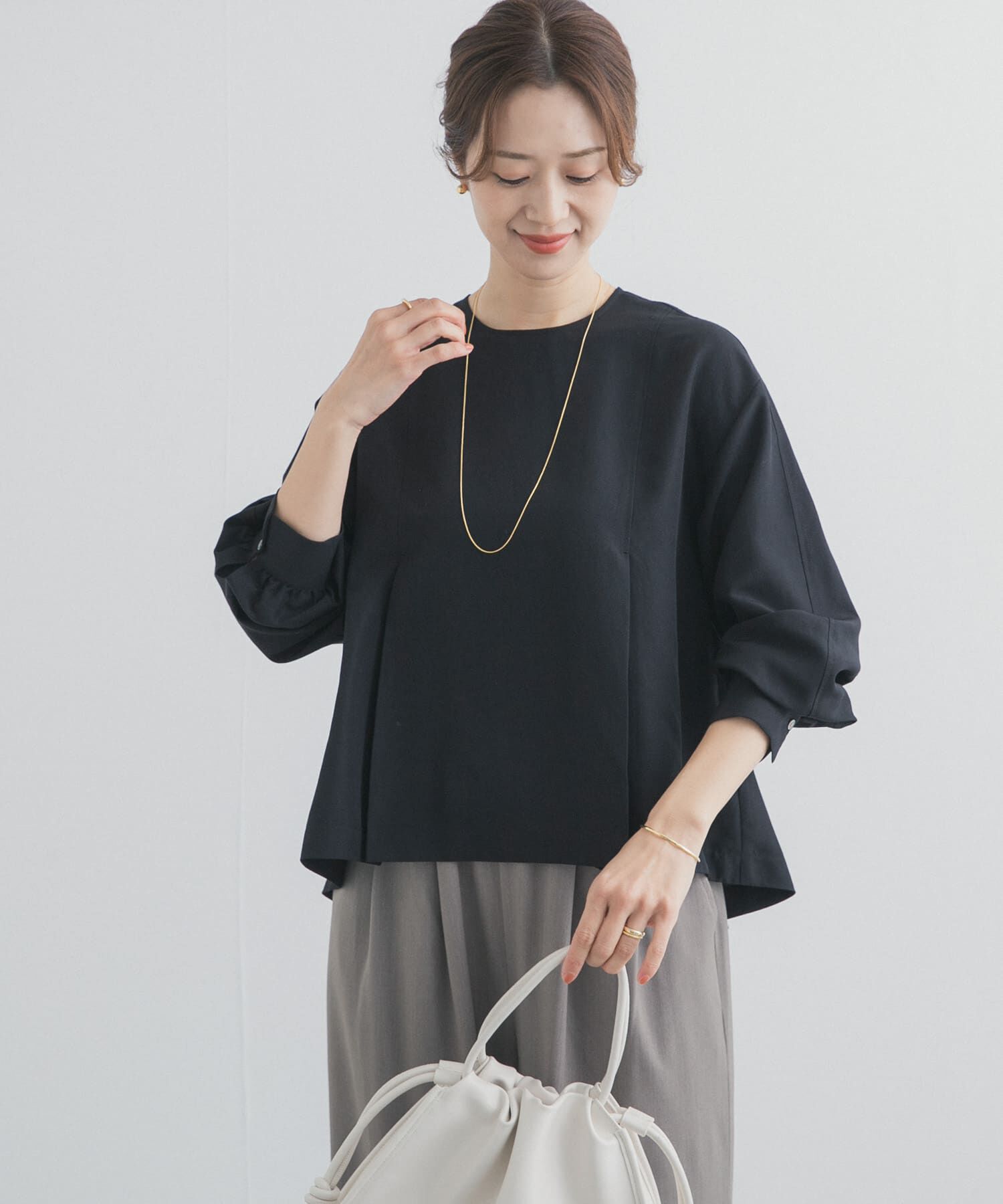 URBAN RESEARCH DOORS「タックフレアペプラムブラウス」|シャツ・ブラウス|