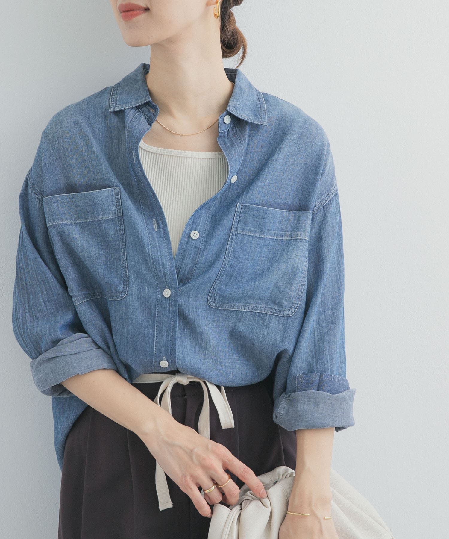 URBAN RESEARCH DOORS「シアーデニムシャツ」|シャツ・ブラウス|