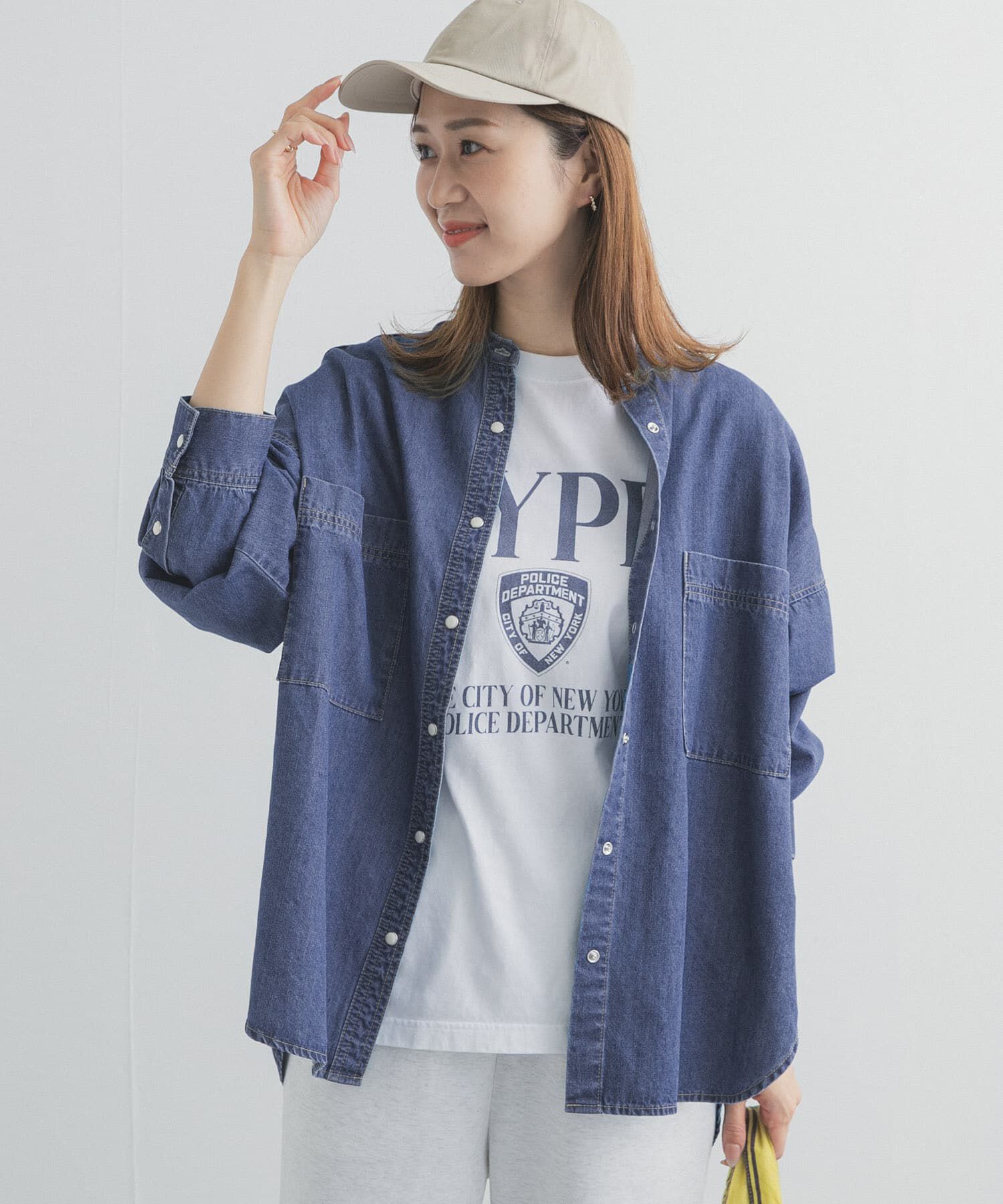 URBAN RESEARCH DOORS「デニムバンドカラーシャツ」|シャツ・ブラウス|