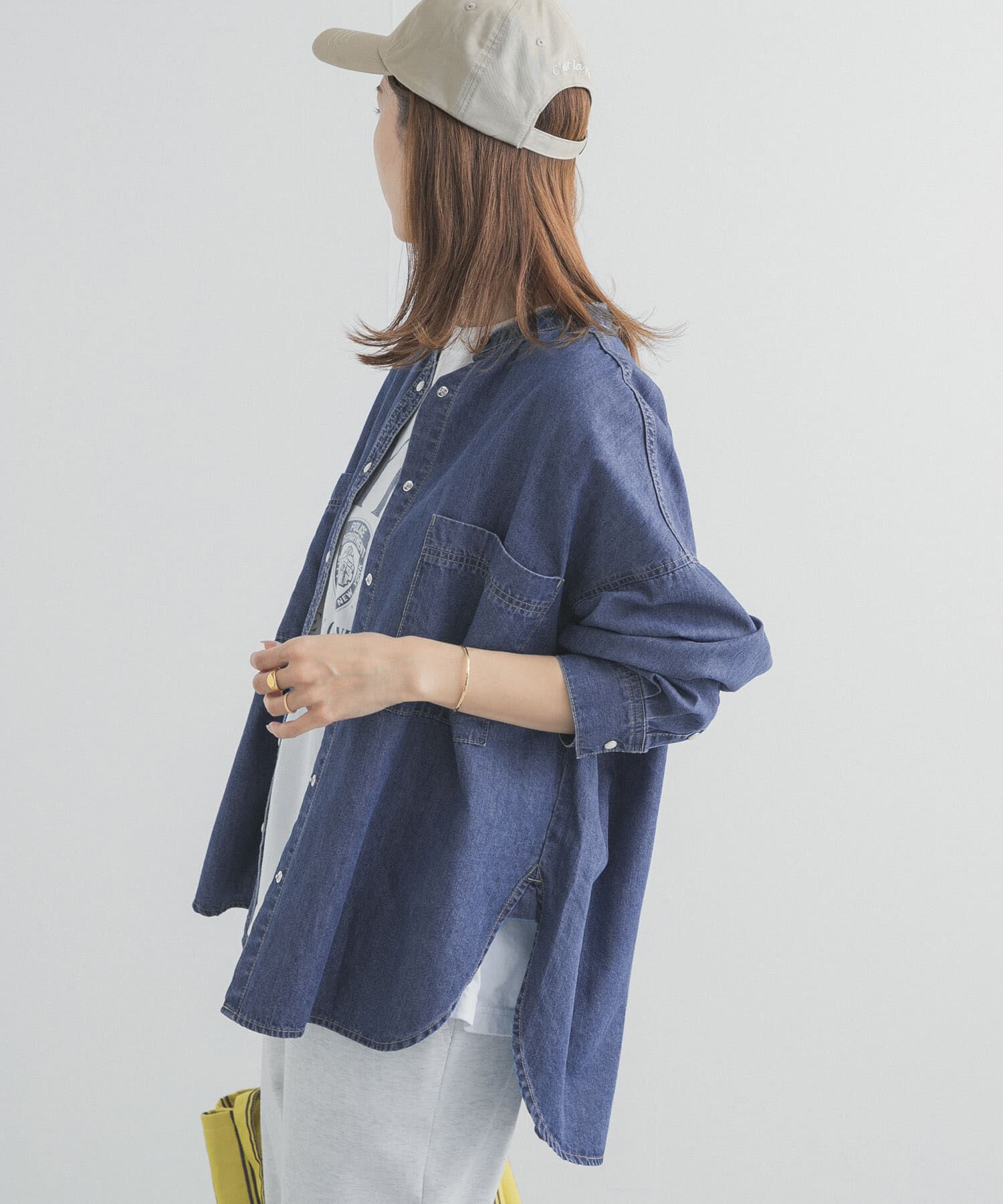 URBAN RESEARCH DOORS「デニムバンドカラーシャツ」|シャツ・ブラウス|