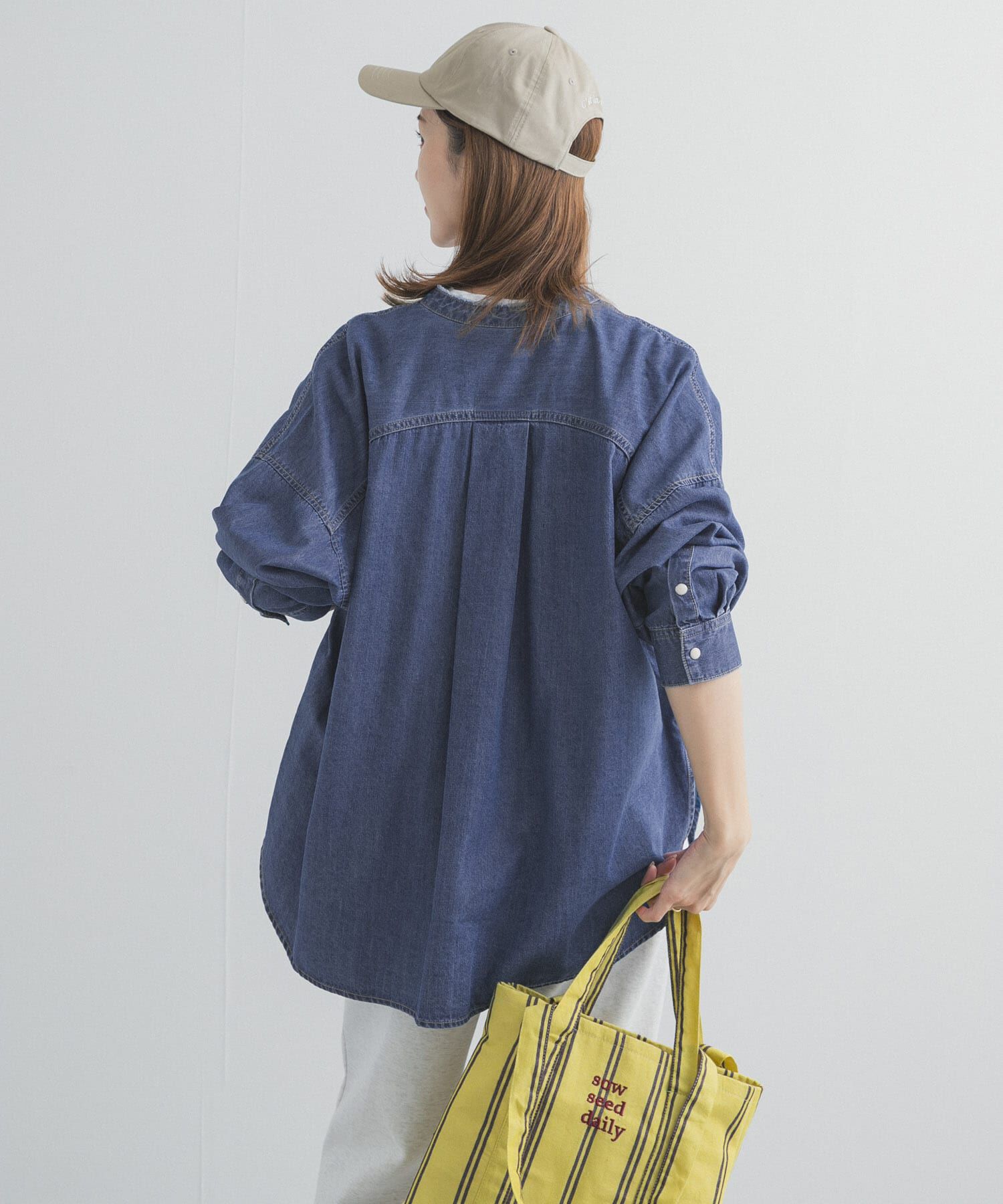 URBAN RESEARCH DOORS「デニムバンドカラーシャツ」|シャツ・ブラウス|