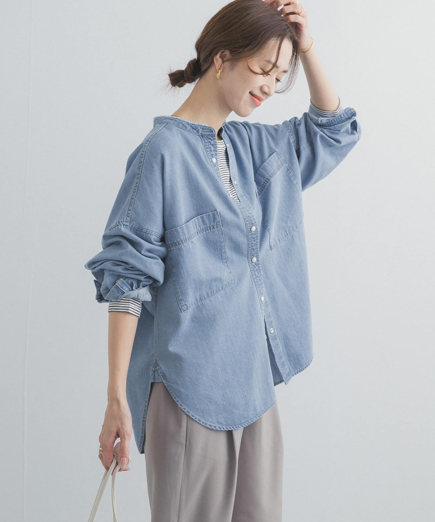 URBAN RESEARCH DOORS「デニムバンドカラーシャツ」|シャツ・ブラウス|