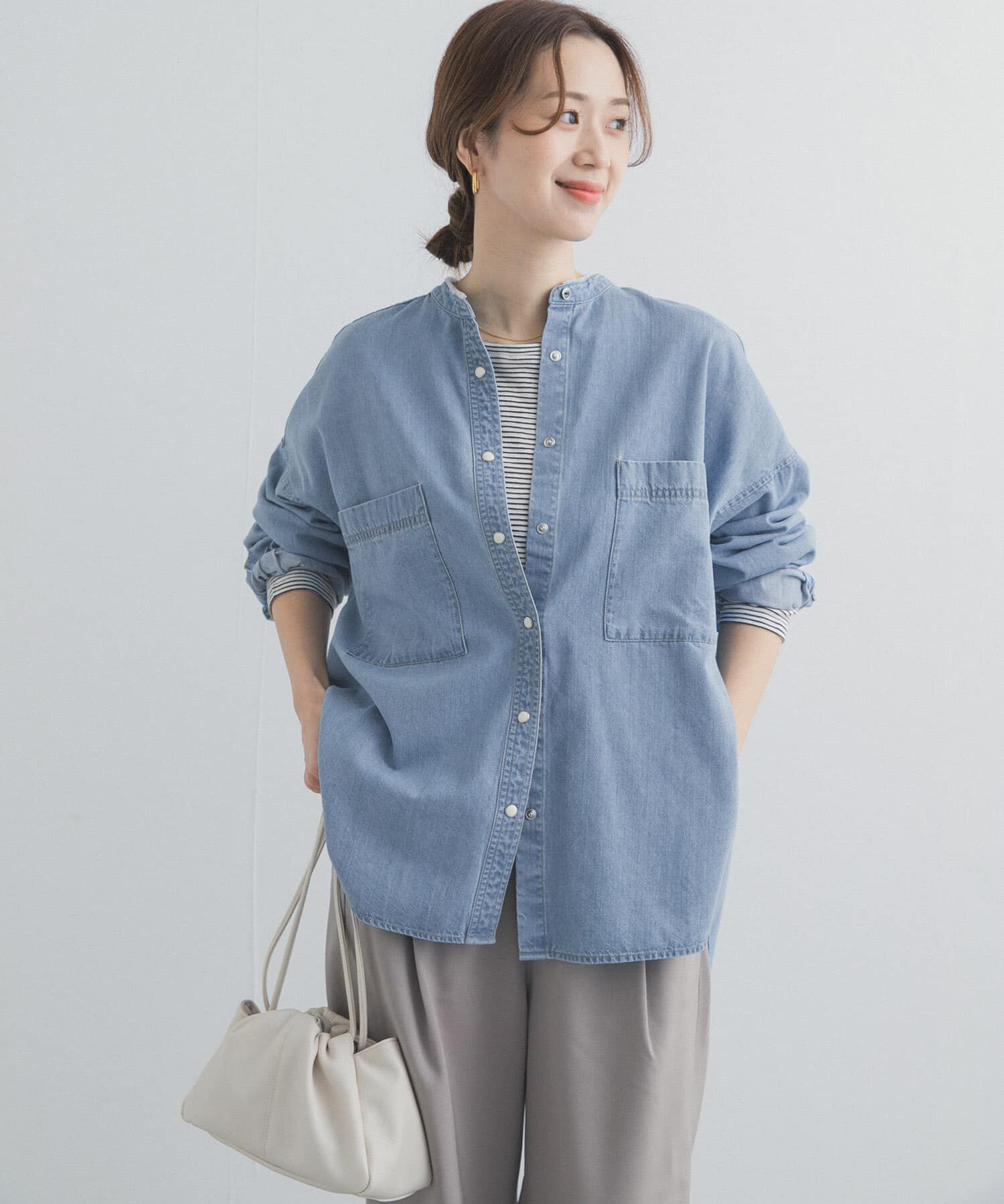 URBAN RESEARCH DOORS「デニムバンドカラーシャツ」|シャツ・ブラウス|