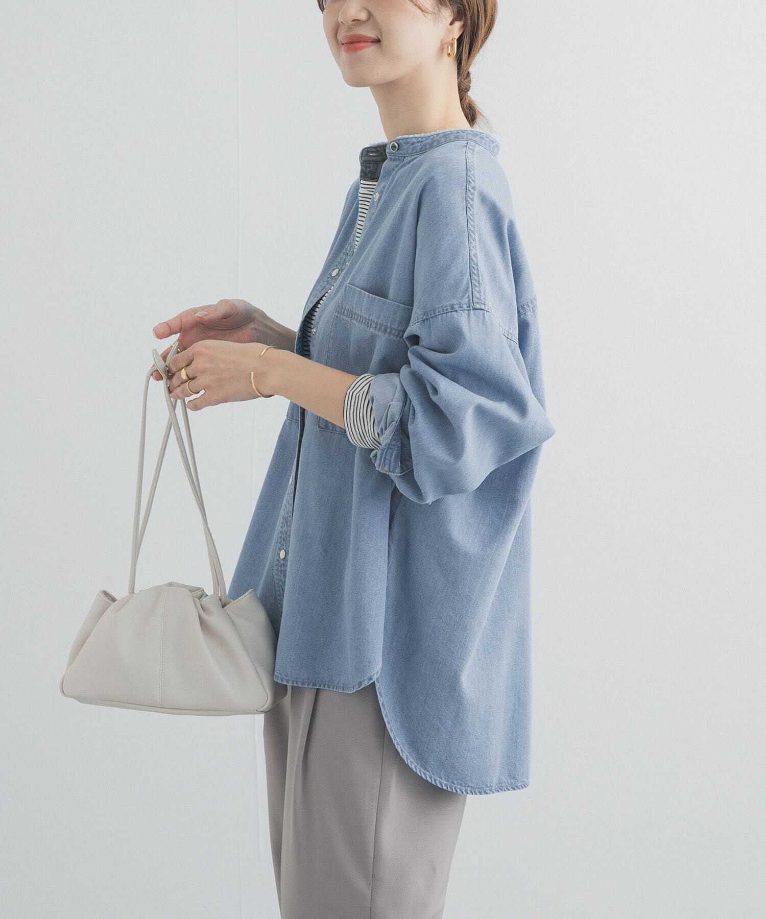 URBAN RESEARCH DOORS「デニムバンドカラーシャツ」|シャツ・ブラウス|