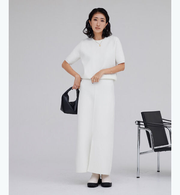 ur's「ミラノリブスリットニットスカート」|スカート|ホワイト