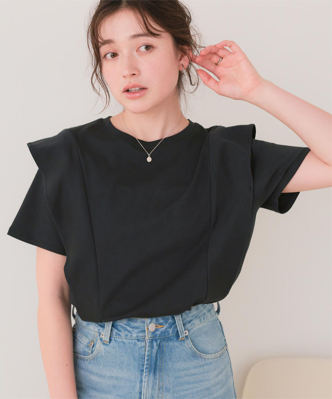 titivate「汗染み防止ラッフルスリーブTシャツ」|Tシャツ・カットソー|