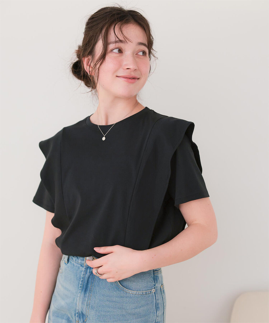 titivate「汗染み防止ラッフルスリーブTシャツ」|Tシャツ・カットソー|