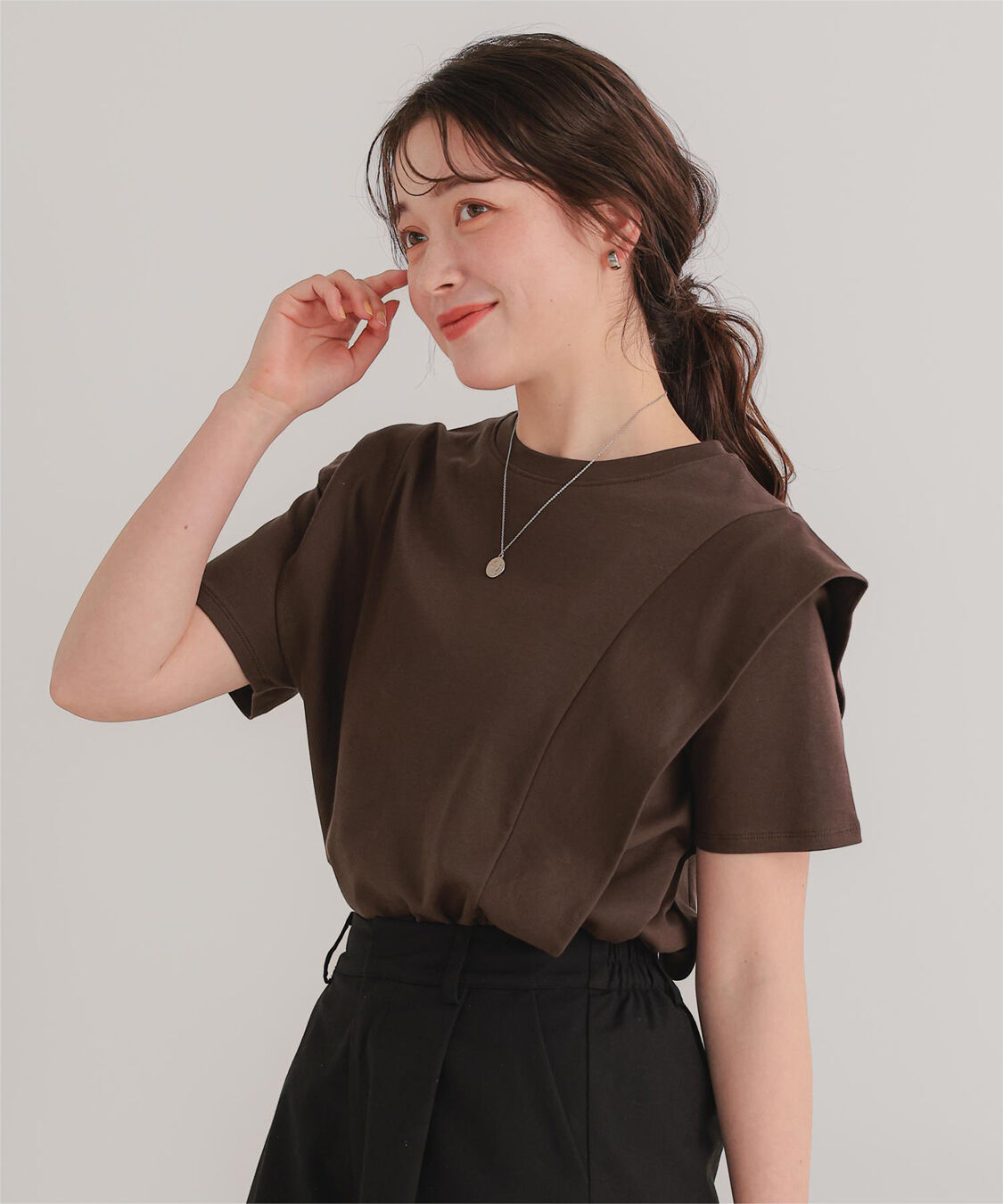 titivate「汗染み防止ラッフルスリーブTシャツ」|Tシャツ・カットソー|