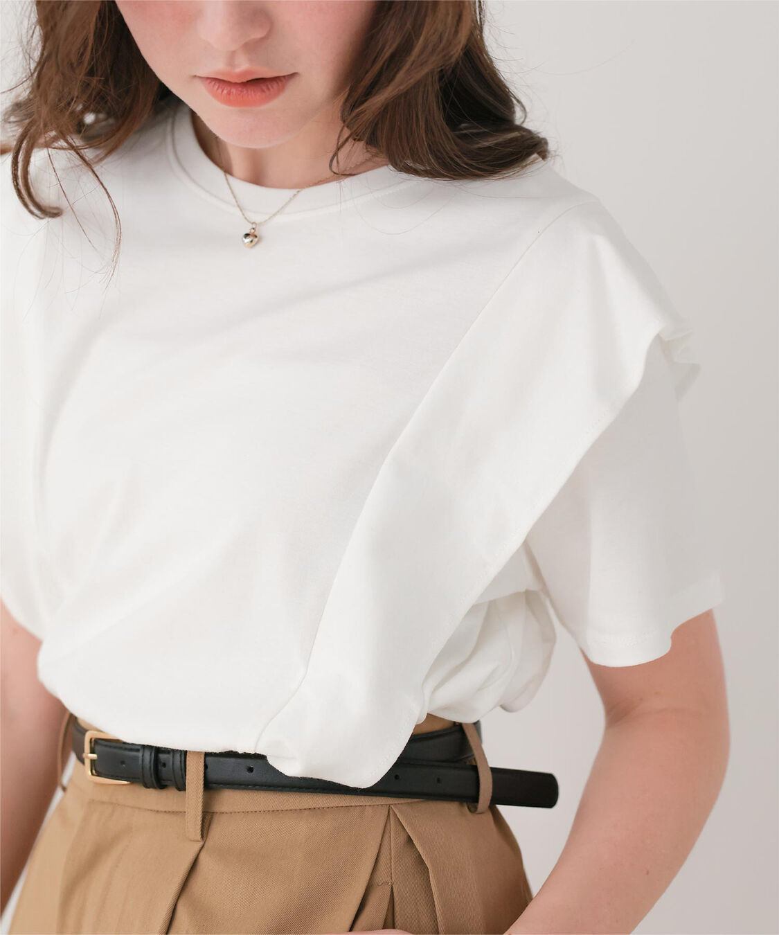 titivate「汗染み防止ラッフルスリーブTシャツ」|Tシャツ・カットソー|