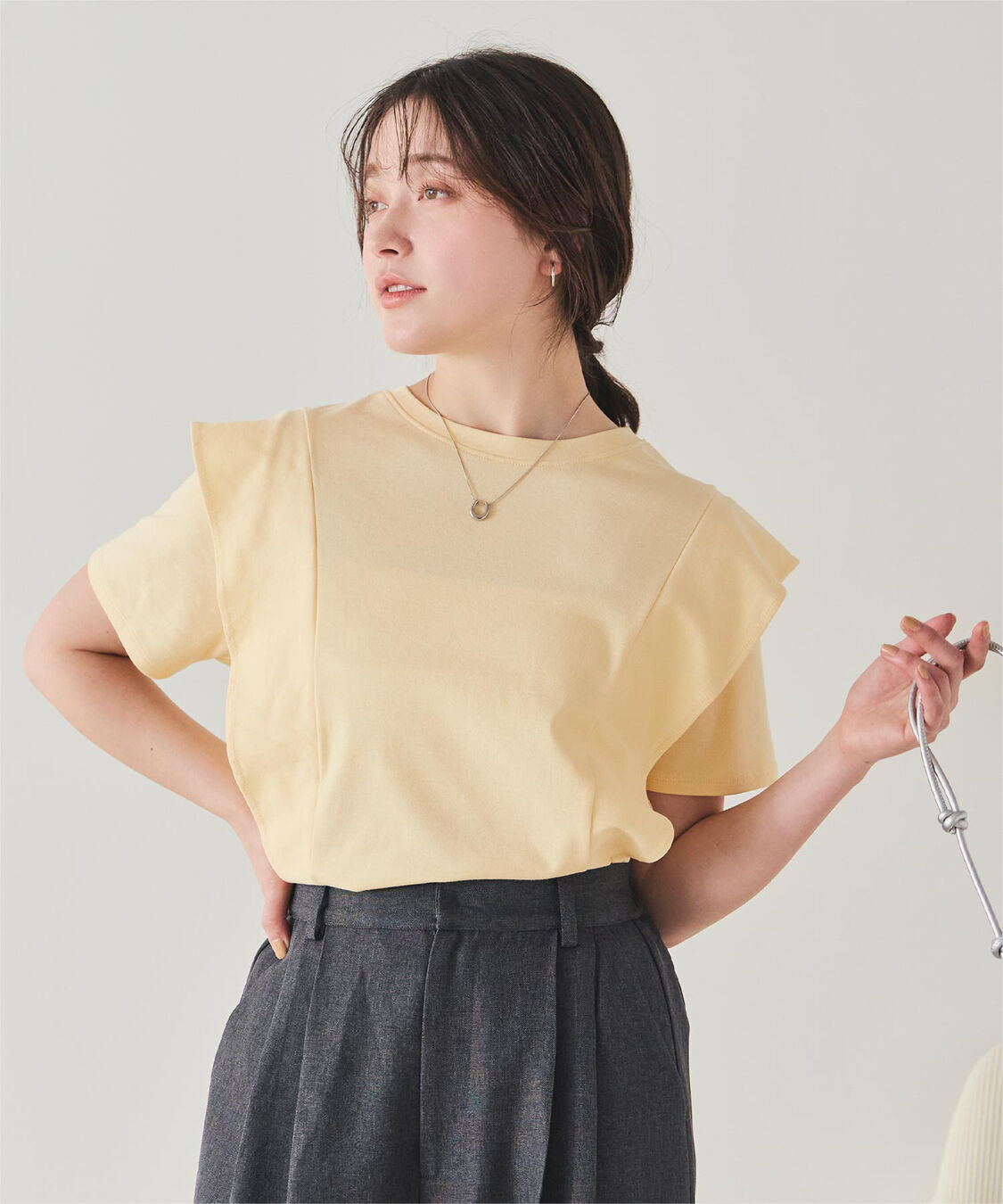 titivate「汗染み防止ラッフルスリーブTシャツ」|Tシャツ・カットソー|