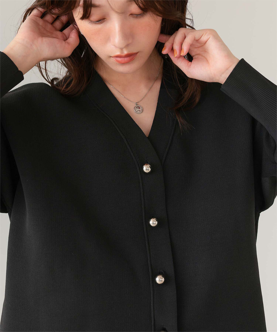 titivate「釦デザインニットカーディガン」|ニット・セーター|