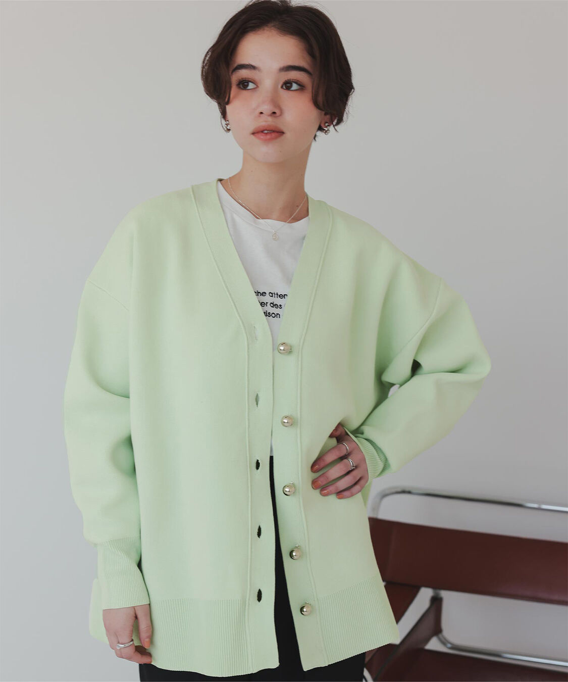 titivate「釦デザインニットカーディガン」|ニット・セーター|