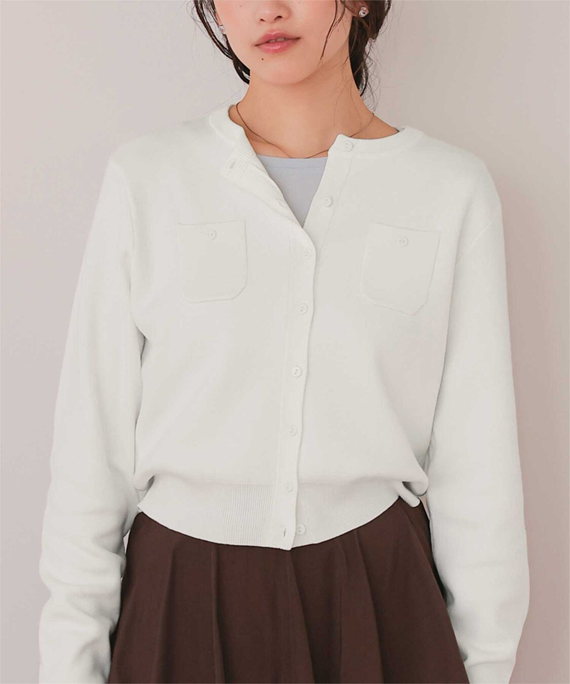 titivate「胸ポケットニットカーディガン」|ニット・セーター|オフホワイト