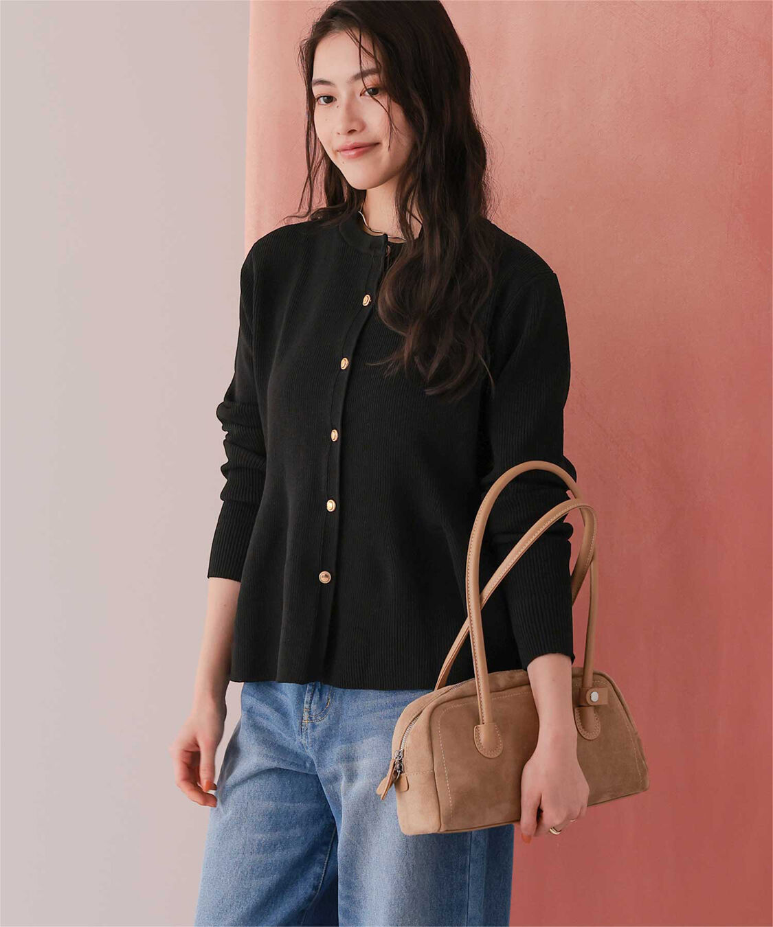 titivate「ゴールド釦ペプラムニットカーディガン」|ニット・セーター|