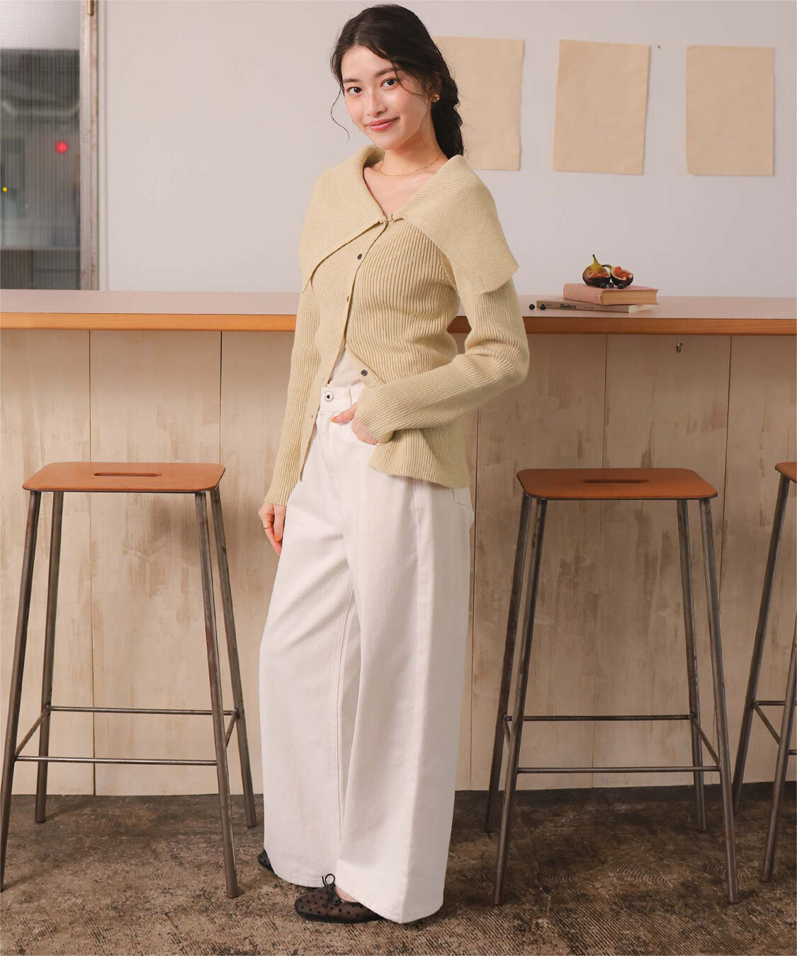 titivate「アシンメトリーオフショルダーニットトップス」|ニット・セーター|