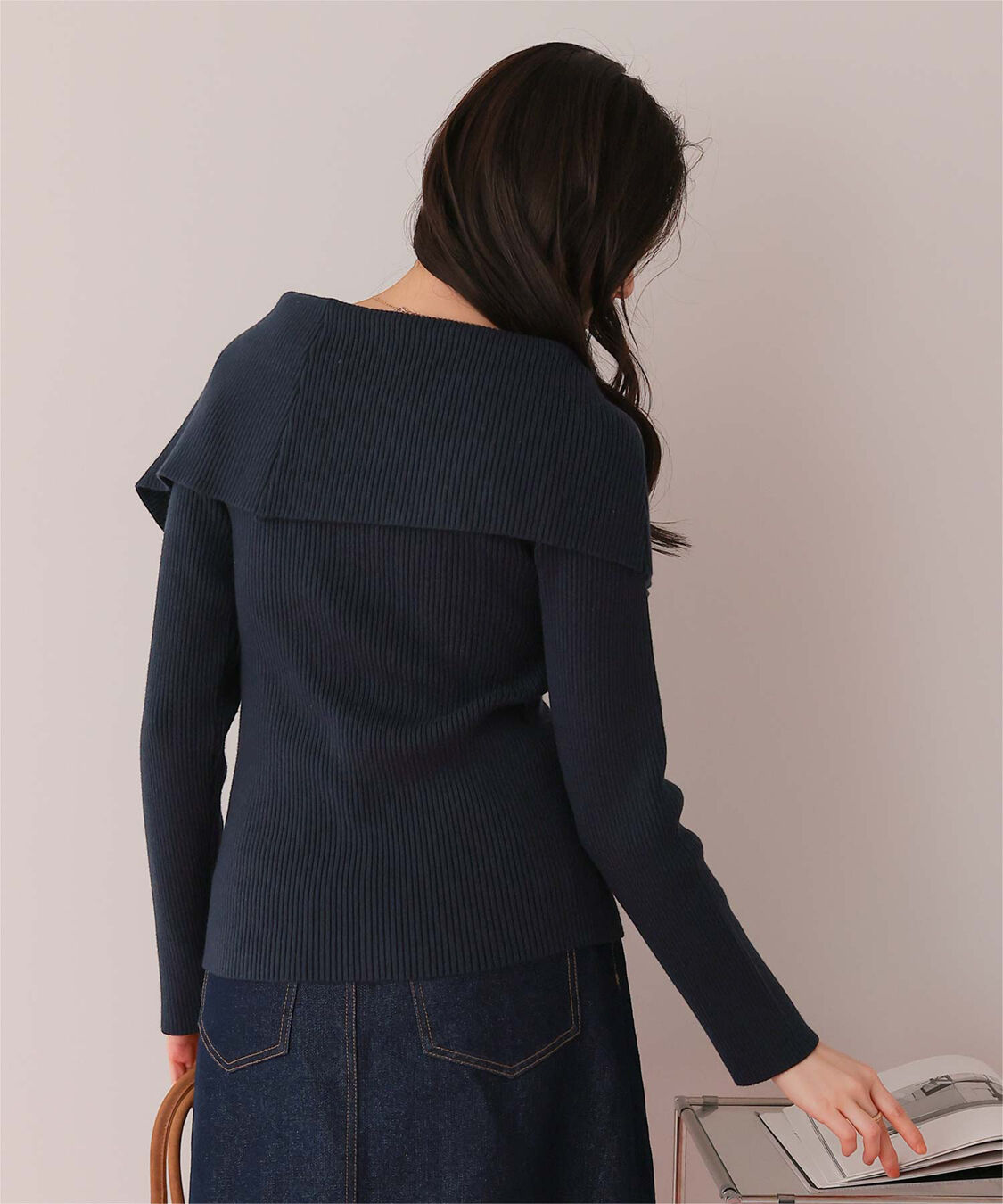 titivate「アシンメトリーオフショルダーニットトップス」|ニット・セーター|