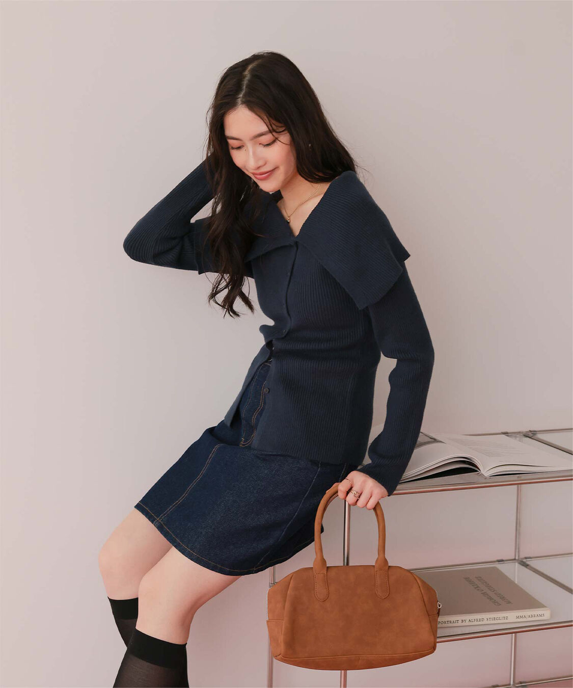 titivate「アシンメトリーオフショルダーニットトップス」|ニット・セーター|